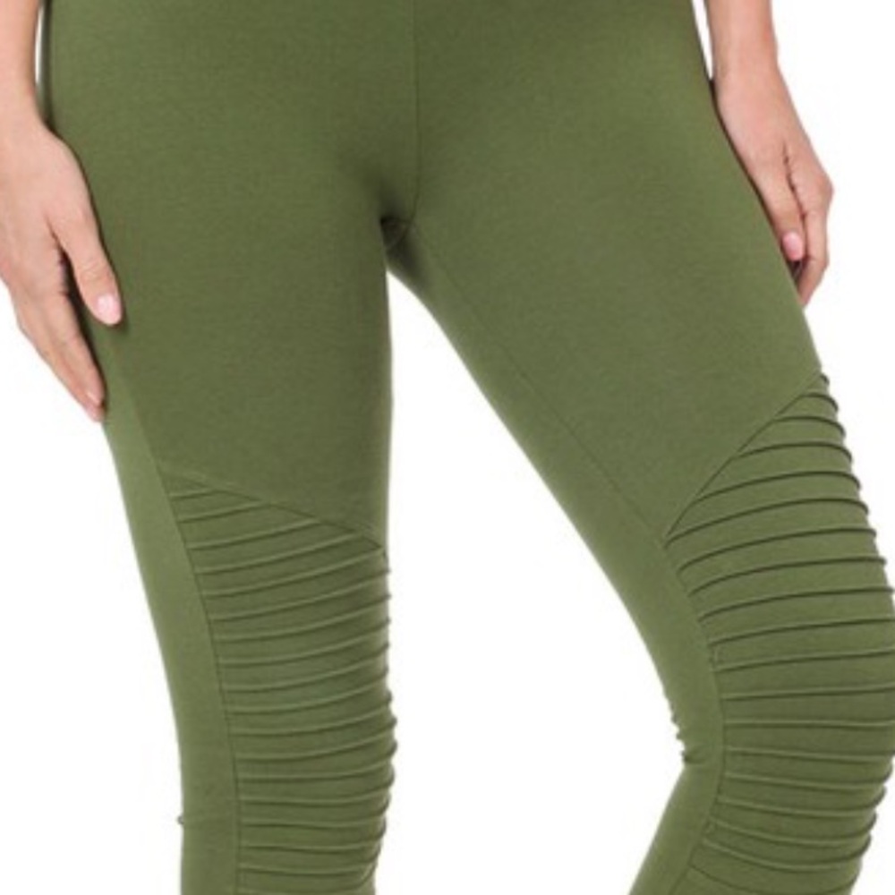 Zenana Olive Green High-Waisted Leggings - Picture 2 of 3